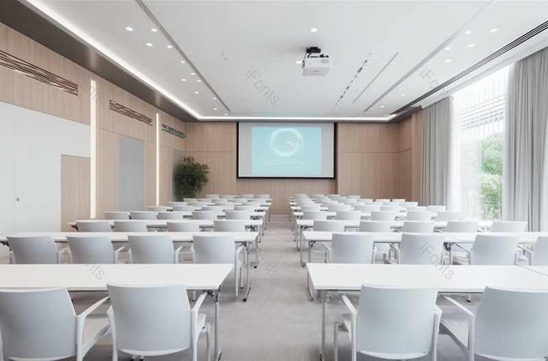 白色椅子明亮室内培训投影幕墙,高清,摄影图,摄影图片,图片大全,摄影图免费下载